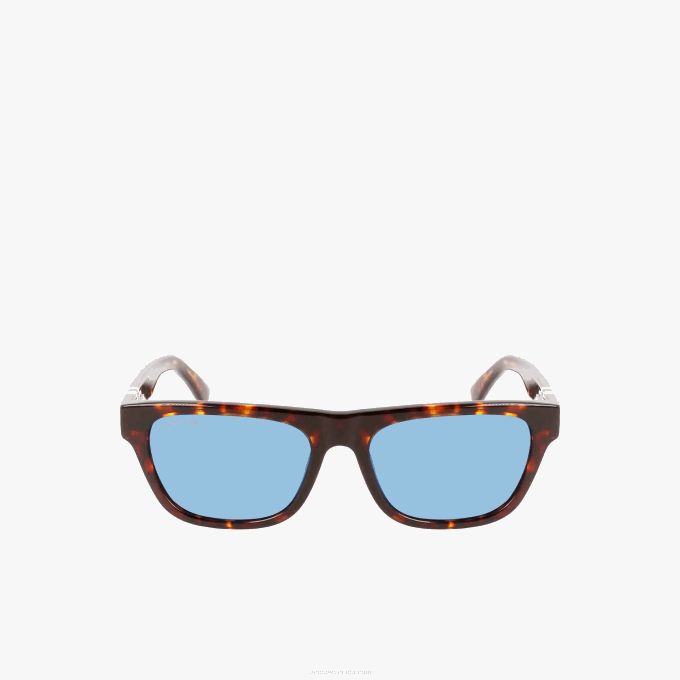 Men Lacoste V0ZN2184 Matte Havana 230 Scale-Style Rectangle Acetate L.12.12 Sunglasses - Image 3