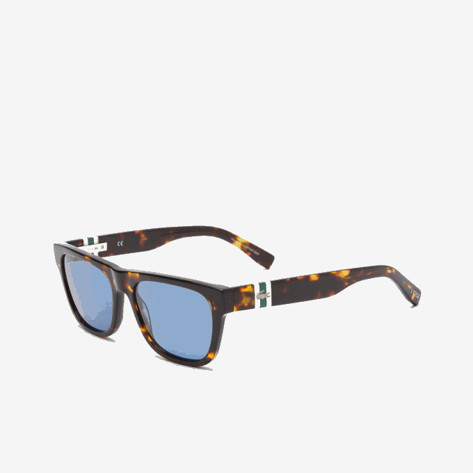 Men Lacoste V0ZN2184 Matte Havana 230 Scale-Style Rectangle Acetate L.12.12 Sunglasses - Image 4