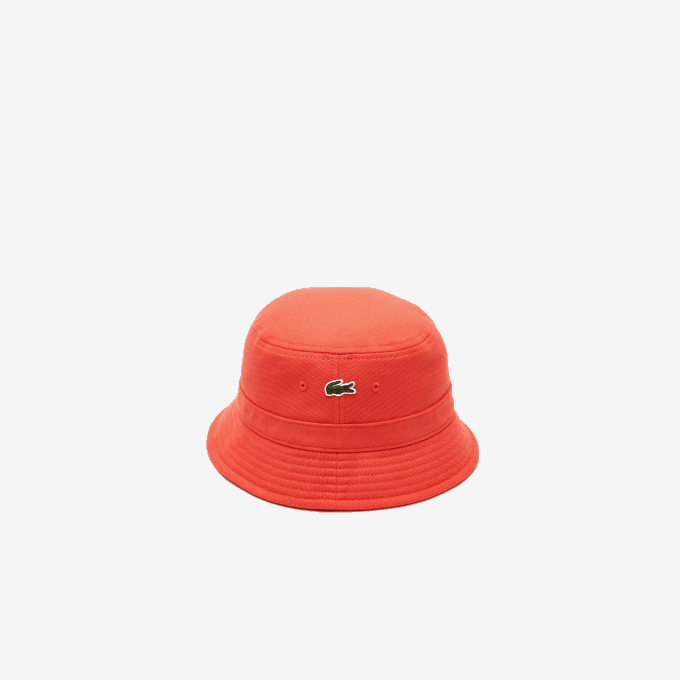 Men Lacoste V0ZN2189 Orange 02K Organic Cotton Bucket Hat - Image 2