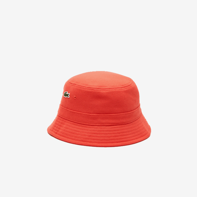 Men Lacoste V0ZN2189 Orange 02K Organic Cotton Bucket Hat - Image 1