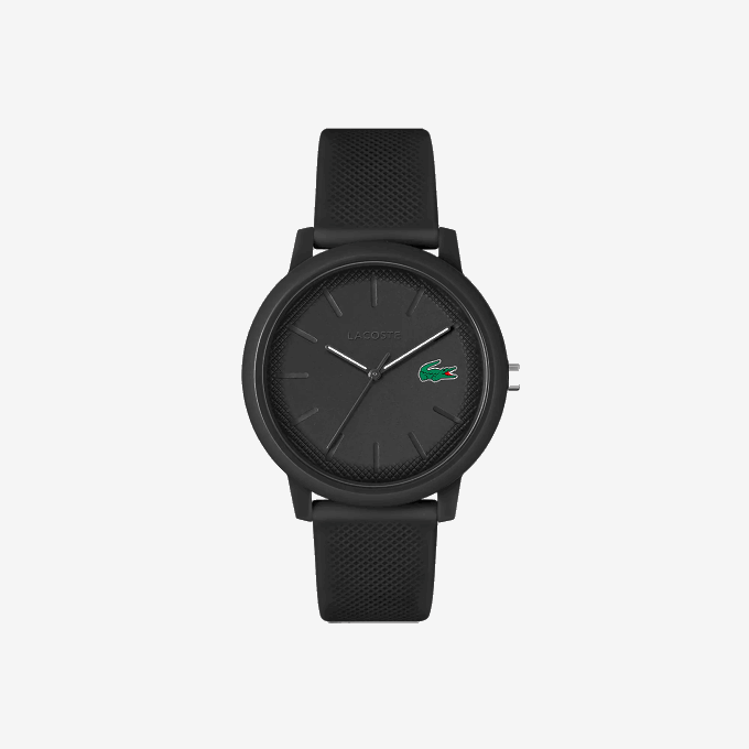 Men Lacoste V0ZN2191 Black 000 12.12 Black Silicone Strap Watch - Image 2
