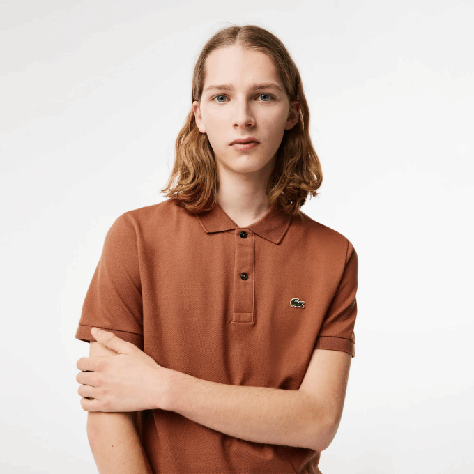 Men Lacoste V0ZN219 Light Brown LFA Original L.12.12 Slim Fit Polo - Image 2