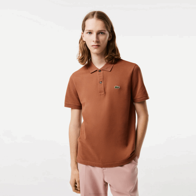 Men Lacoste V0ZN219 Light Brown LFA Original L.12.12 Slim Fit Polo - Image 1