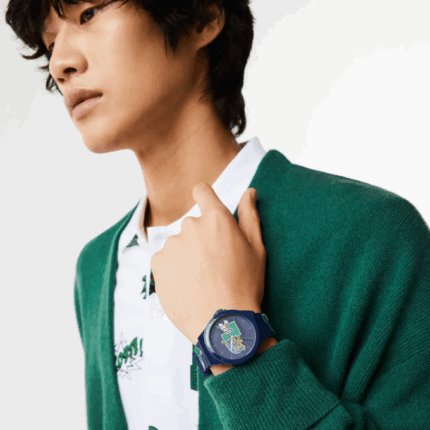 Men Lacoste V0ZN2207 Blue 000 Neocroc Blue Silicone Strap Watch