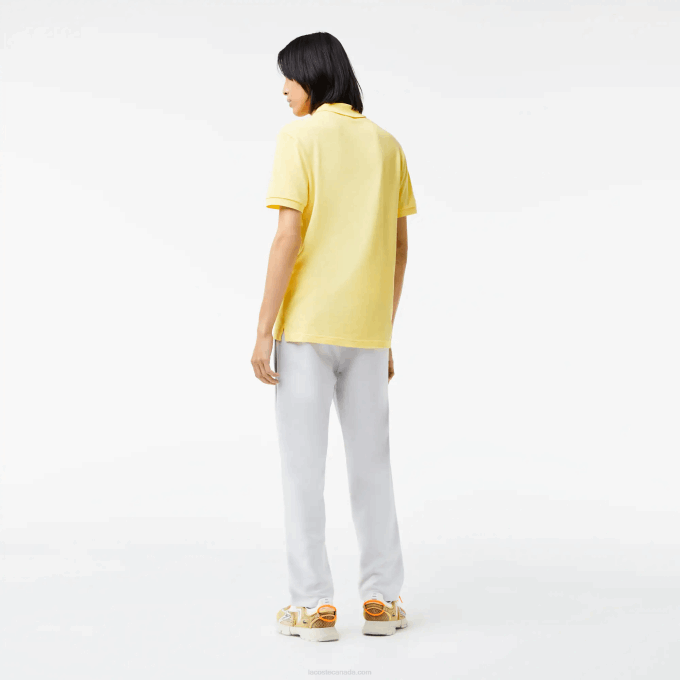 Men Lacoste V0ZN220 Yellow 107 Original L.12.12 Slim Fit Polo - Image 2