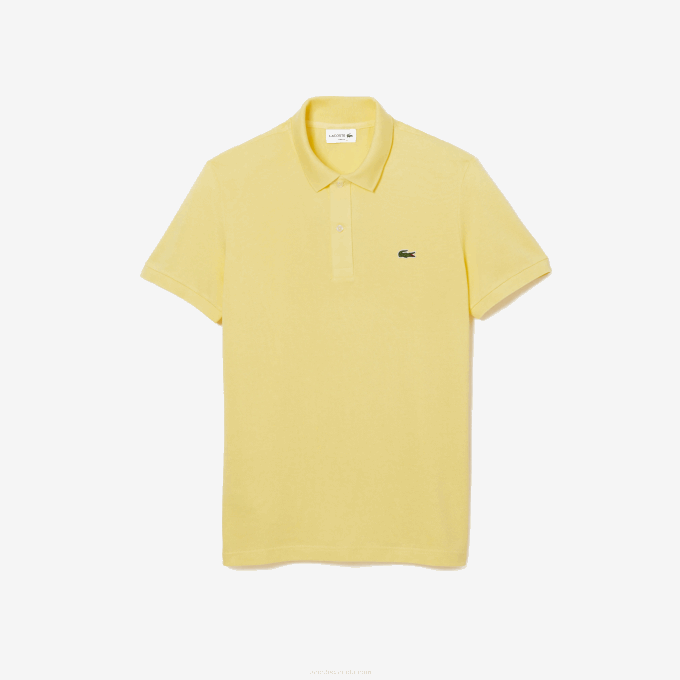 Men Lacoste V0ZN220 Yellow 107 Original L.12.12 Slim Fit Polo - Image 3