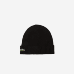 Men Lacoste V0ZN2227 Black 031 Ribbed Wool Beanie