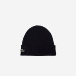 Men Lacoste V0ZN2228 Navy Blue 166 Ribbed Wool Beanie