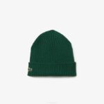 Men Lacoste V0ZN2229 Green 132 Ribbed Wool Beanie