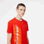 Men Lacoste V0ZN222 Red S5H SPORT Regular Fit T-Shirt with Contrast Branding - Image 2