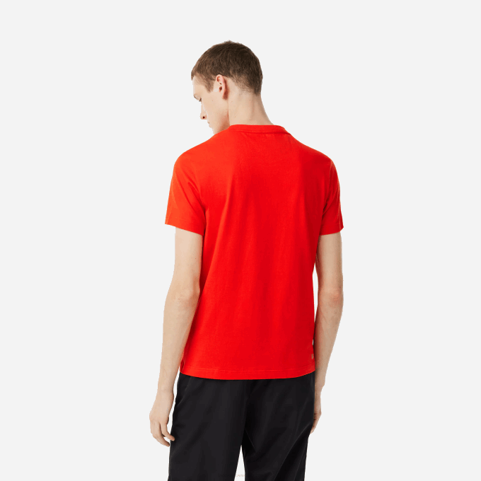 Men Lacoste V0ZN222 Red S5H SPORT Regular Fit T-Shirt with Contrast Branding - Image 3