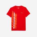 Men Lacoste V0ZN222 Red S5H SPORT Regular Fit T-Shirt with Contrast Branding - Image 4
