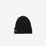 Men Lacoste V0ZN2230 Grey EL6 Ribbed Wool Beanie