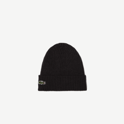 Men Lacoste V0ZN2230 Grey EL6 Ribbed Wool Beanie