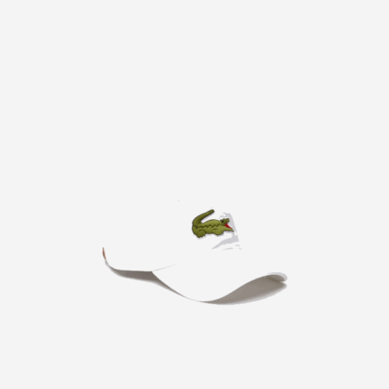 Men Lacoste V0ZN2232 White 001 Contrast Strap And Oversized Crocodile Cotton Cap