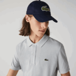 Men Lacoste V0ZN2233 Navy Blue 166 Contrast Strap And Oversized Crocodile Cotton Cap