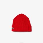 Men Lacoste V0ZN2241 Red 240 Ribbed Wool Beanie