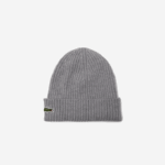 Men Lacoste V0ZN2242 Grey Chine YRD Ribbed Wool Beanie - Image 2