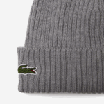 Men Lacoste V0ZN2242 Grey Chine YRD Ribbed Wool Beanie - Image 3