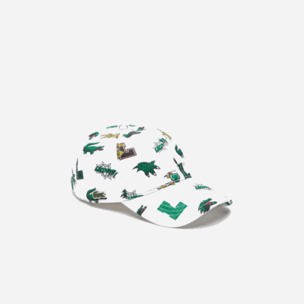 Men Lacoste V0ZN2250 White 001 Crocodile Print Cap