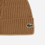 Men Lacoste V0ZN2257 Brown Z0W Ribbed Wool Beanie - Image 2