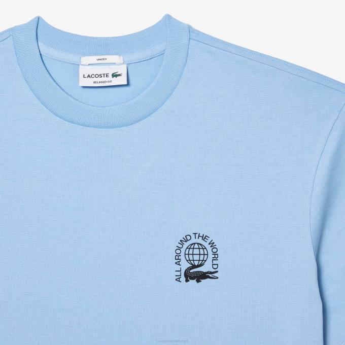 Men Lacoste V0ZN225 Blue HBP Relaxed Fit Organic Cotton Jersey T-Shirt - Image 2
