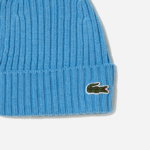 Men Lacoste V0ZN2272 Blue 4XA Ribbed Wool Beanie - Image 2