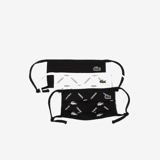 Men Lacoste V0ZN2273 Black Green White 299 L.12.12 Face Protection Adjustable Masks 3-Pack - Image 2