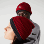 Men Lacoste V0ZN2275 Bordeaux 476 Ribbed Wool Beanie