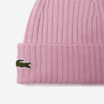 Men Lacoste V0ZN2276 Pink Z4H Ribbed Wool Beanie - Image 2