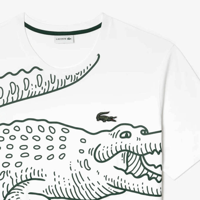 Men Lacoste V0ZN227 White 001 Loose Fit Jersey T-shirt - Plus Size - Big - Image 2