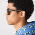 Men Lacoste V0ZN2281 Black/Blue 002 Rectangle Active Line Sunglasses - Image 2