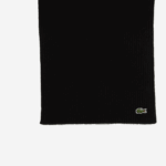 Men Lacoste V0ZN2283 Black 031 Ribbed Wool Scarf - Image 2