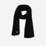 Men Lacoste V0ZN2283 Black 031 Ribbed Wool Scarf