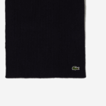 Men Lacoste V0ZN2284 Navy Blue 166 Ribbed Wool Scarf - Image 2