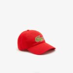 Men Lacoste V0ZN2287 Red 240 Adjustable Organic Cotton Twill Cap