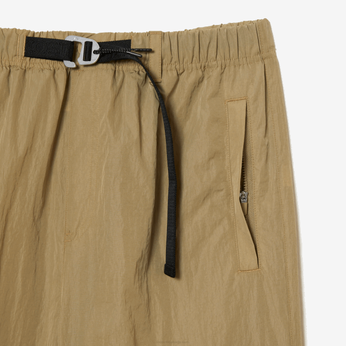 Men Lacoste V0ZN22 Beige CB8 Relaxed Fit Water-Repellent Track Pants - Image 5