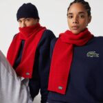 Men Lacoste V0ZN2303 Red 7CQ Speckled Wool Scarf