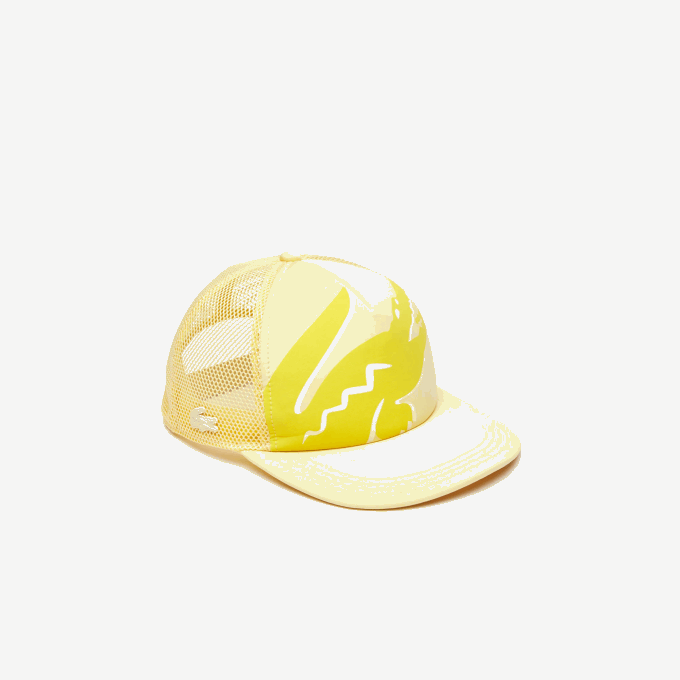 Men Lacoste V0ZN2304 Yellow 6XP Crocodile Print Neoprene And Mesh Cap - Image 3