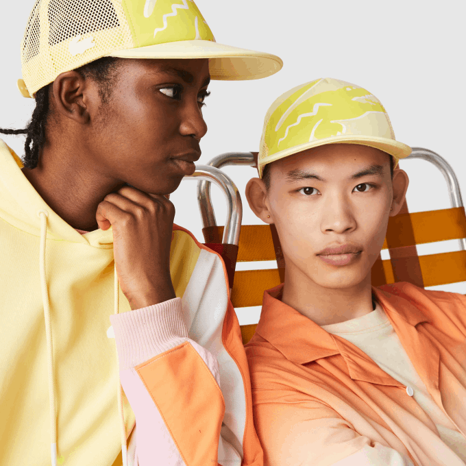 Men Lacoste V0ZN2304 Yellow 6XP Crocodile Print Neoprene And Mesh Cap - Image 1