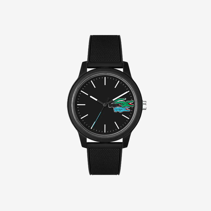 Men Lacoste V0ZN2315 Black 000 12.12 3 Hands Watch - Black With Silicone Strap - Image 1