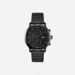 Men Lacoste V0ZN2318 Black 000 Replay Black Leather Strap Watch - Image 3