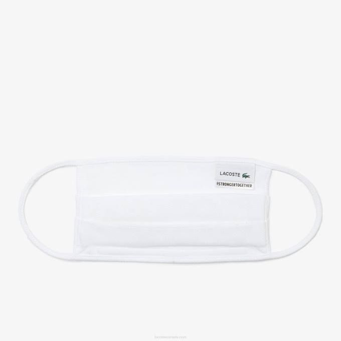 Men Lacoste V0ZN2322 White 001 L.12.12 Cotton Pique' Face Protection Mask - Image 3