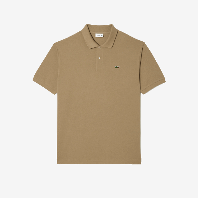 Men Lacoste V0ZN232 Beige CB8 Cotton Petit Pique Polo - Plus Size - Tall - Image 1