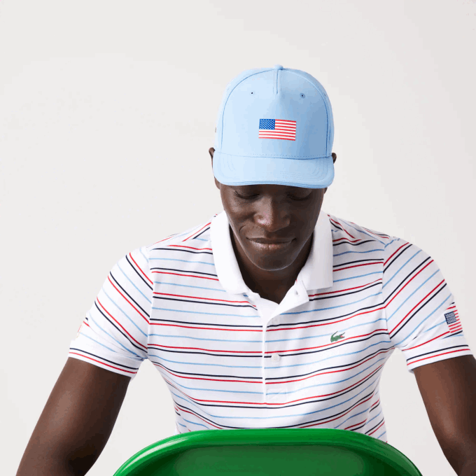 Men Lacoste V0ZN2332 Blue 5R4 Presidents Cup SPORT American Flag Adjustable Cap - Image 2