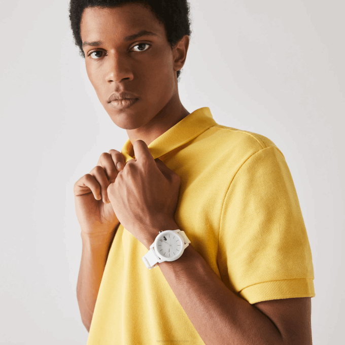 Men Lacoste V0ZN2333 White 000 L.12.12 White Silicone Strap Watch - Image 1