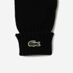 Men Lacoste V0ZN2336 Black 031 Wool Jersey Gloves - Image 2