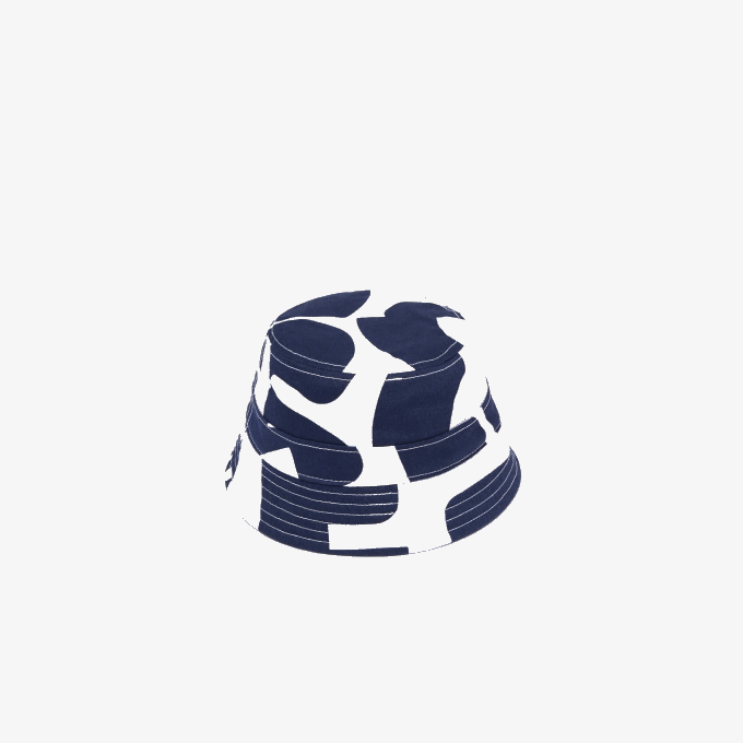 Men Lacoste V0ZN2342 Navy Blue White 525 Heritage Reversible Print Or Solid Cotton Bucket Hat - Image 2