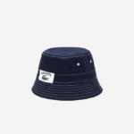 Men Lacoste V0ZN2342 Navy Blue White 525 Heritage Reversible Print Or Solid Cotton Bucket Hat - Image 4