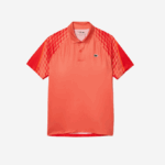 Men Lacoste V0ZN236 Orange Red Orange XIJ Tennis x Novak Djokovic Tricolor Polo - Image 4